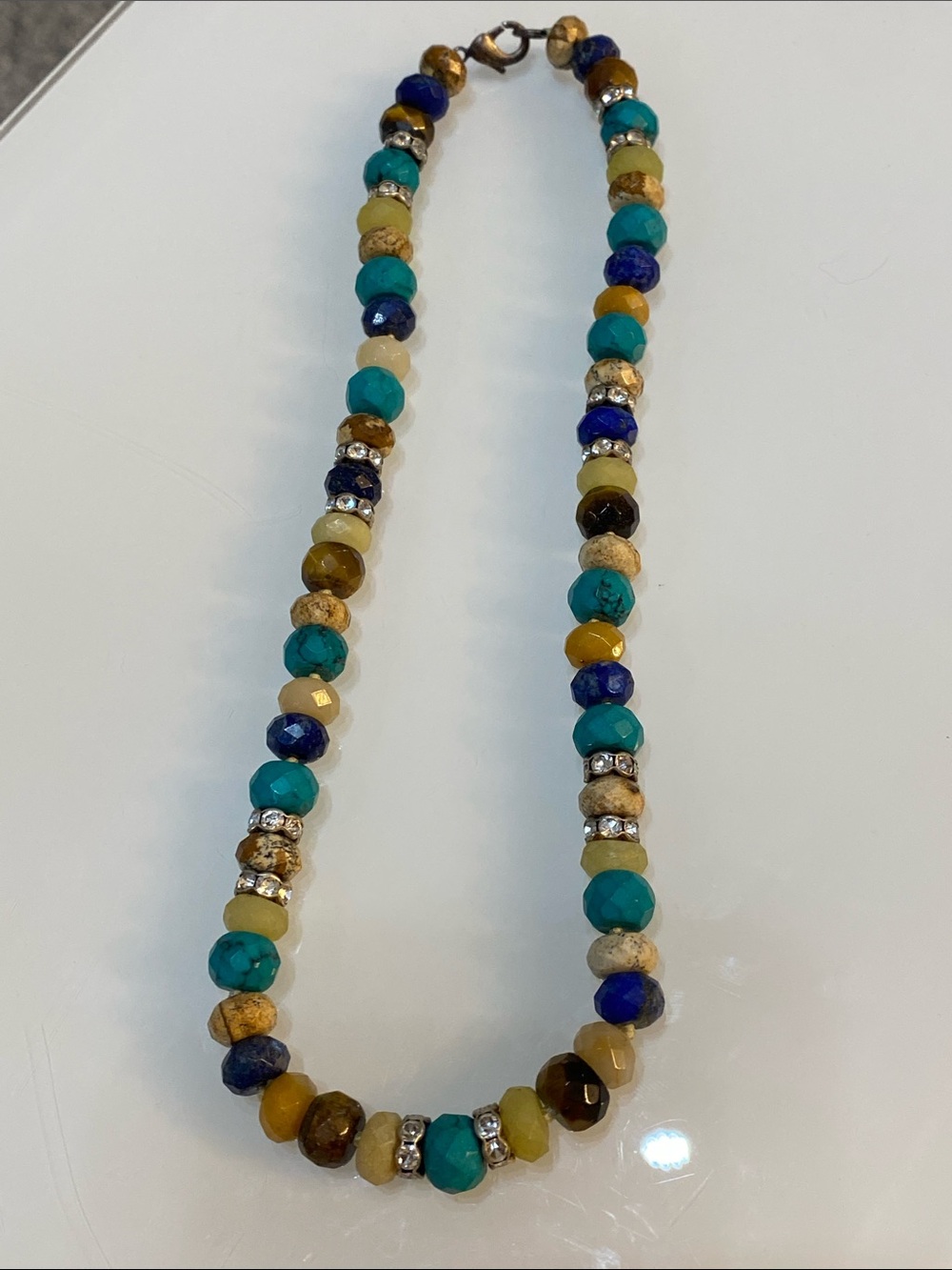 Glass and stone beaded necklace